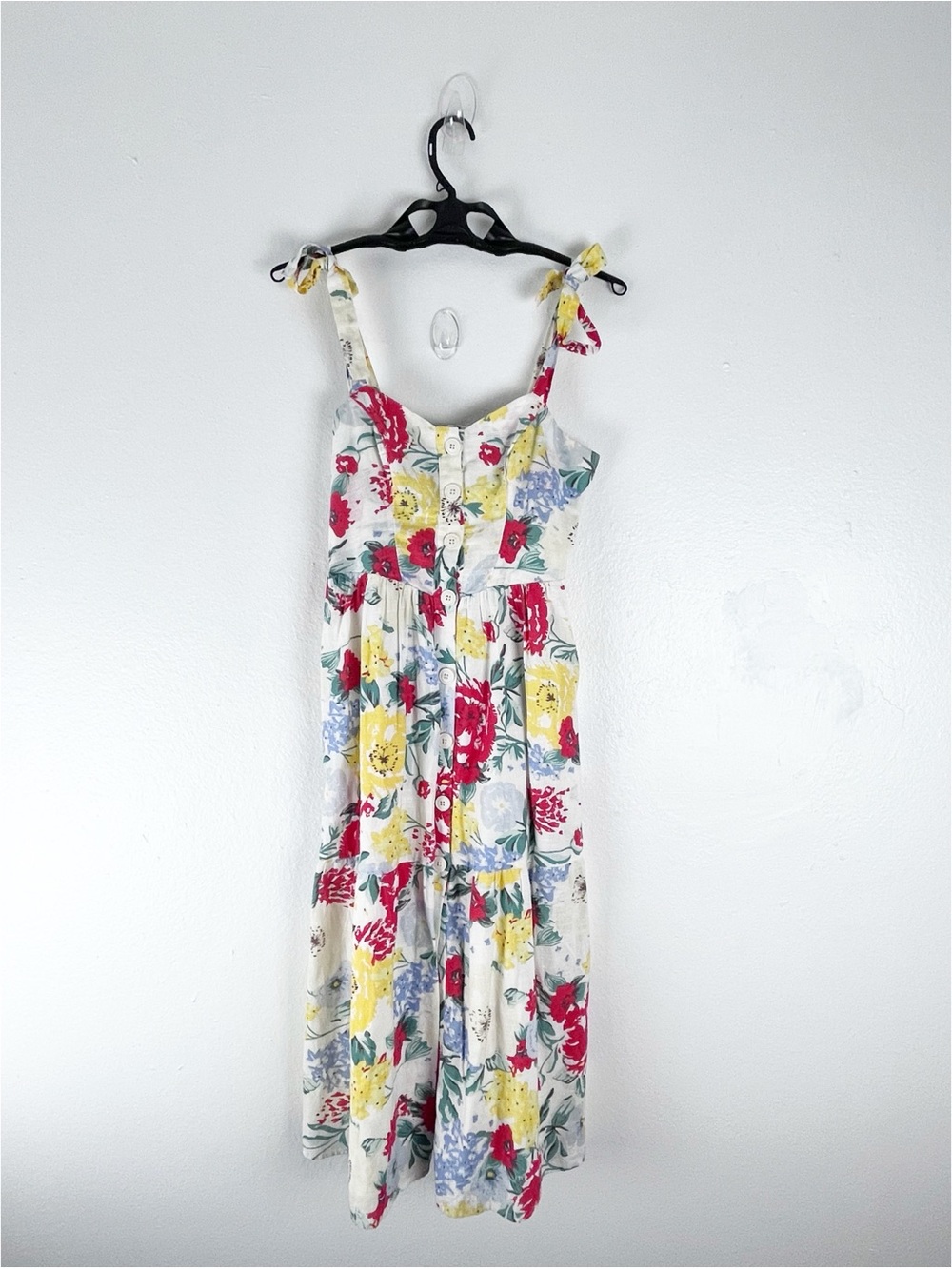 URBAN OUTFITTERS Positano 100% Cotton Front Button Shoulder Tie Dress Small Boho
